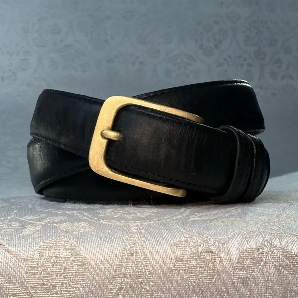Coach Vintage Black Cowhide Leather Belt with Solid Gold Brass Buckle 32” 80cm - Picture 2 of 7